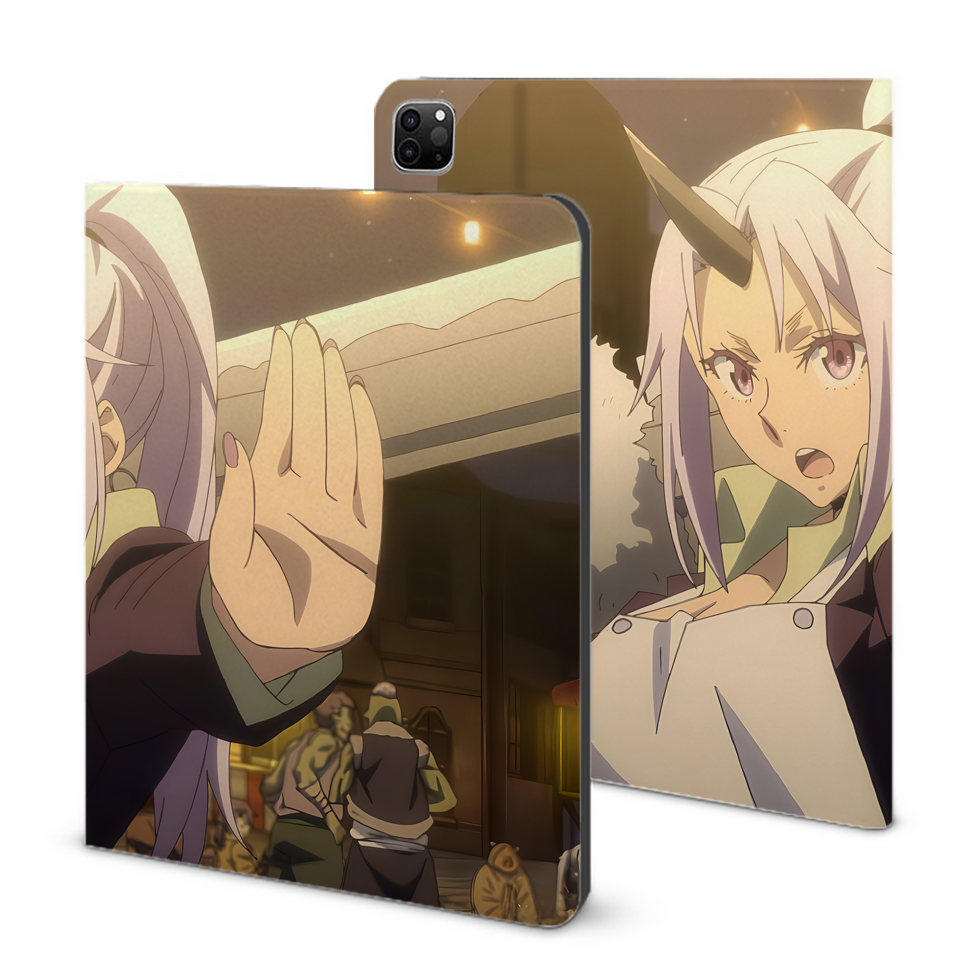 （画像用） 転スラ Regarding Reincarnated to Slime IPad ケース ブック型 PUレザー TPU 耐衝撃 軽量 薄型 ペン収納なし 全面保護 IPad 各モデル対応